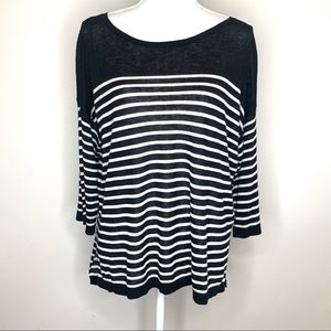 NYDJ Stripe Linen Blend Oversize Pullover Light Sweater